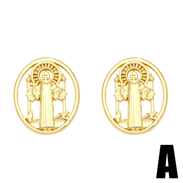 Clearance European and American personality inlaid zircon Madonna Angel piercing earrings fashion star moon earrings earrings ery93