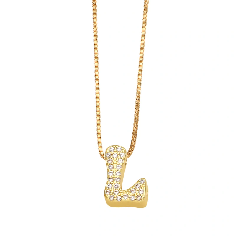 AS jewelry new arrival 26 English letters necklace gold-plated zircon inlaid hip-hop clavicle chain nkw61