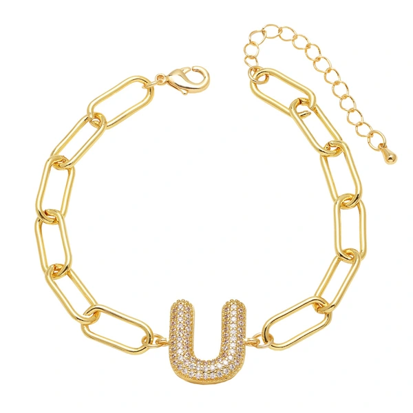 AS jewelry European and American hot-selling copper plated 18k gold zircon 26 English letters love bracelet jewelry brh51