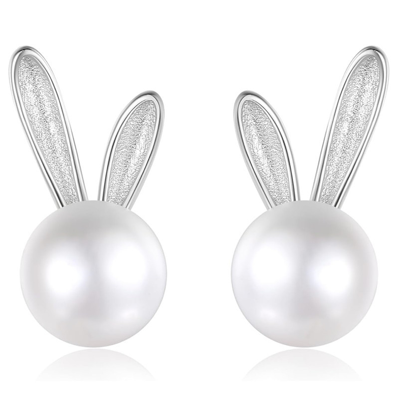  Manufacturers wholesale cute rabbit earrings for women imitation pearl long ear design popular jewelry
