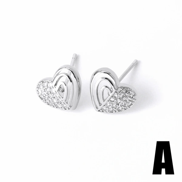 AS jewelry hot selling C-shaped earrings for women gold-plated full zircon love heart earrings era371