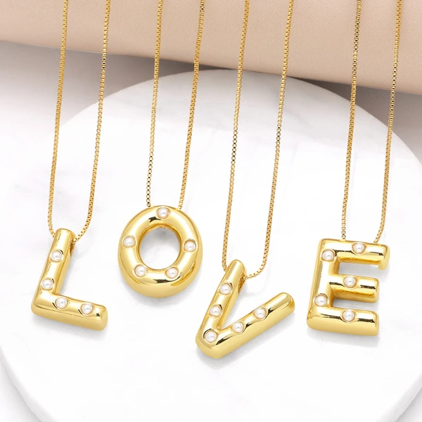 AS jewelry European and American 26 English letters pendant necklace female pearl gold-plated clavicle chain nka058