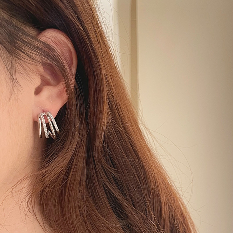  Cool style simple line earrings high-end style popular hot jewelry minimalist style temperament jewelry