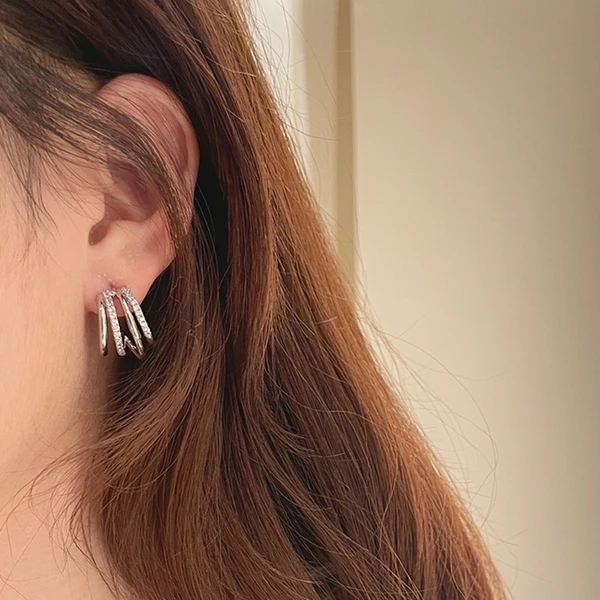  Cool style simple line earrings high-end style popular hot jewelry minimalist style temperament jewelry