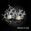  Elk antler Christmas earrings for women, sweet and exquisite princess holiday accessories, imitation pearl zircon jewelry