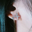  Hot sale Korean Dongdaemun style flower-shaped zircon ear clips for women, simple and versatile earrings