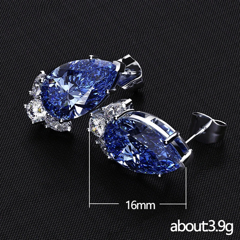 Summer new pear-shaped teardrop earrings temperament Korean all-match net red small earrings exquisite zircon earrings