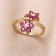 AS jewelry ring flower colored zircon ring copper plated real gold adjustable ring rin38