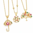Creative personality inlaid with colored diamond umbrella pendant European and American niche design flower tree of life necklace clavicle chain nkr64
