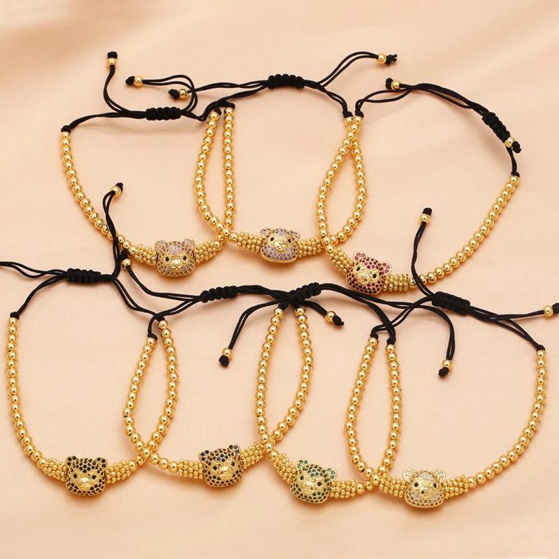 Clearance Bear Bracelet Niche Design Colored Zircon High-end Beaded Bracelet BRM46