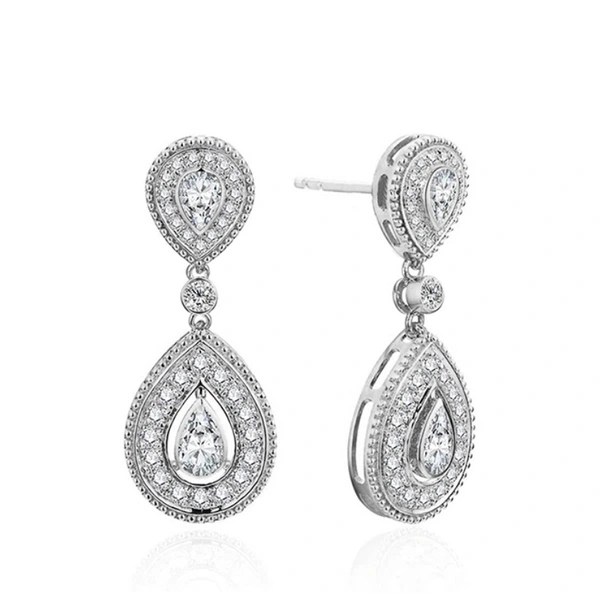 Korean style popular light luxury style water drop earrings evening dress wedding accessories fashionable internet celebrity style popular earrings