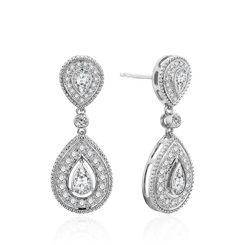 Korean style popular light luxury style water drop earrings evening dress wedding accessories fashionable internet celebrity style popular earrings