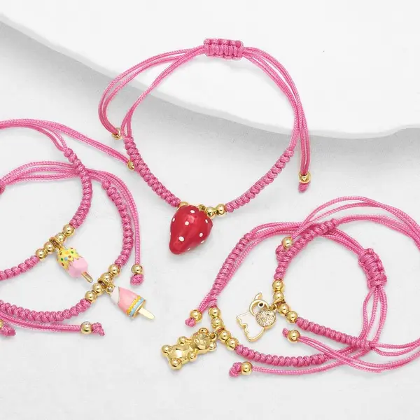 AS jewelry European and American new strawberry bear elephant bracelet female gold-plated adjustable hand rope brh82