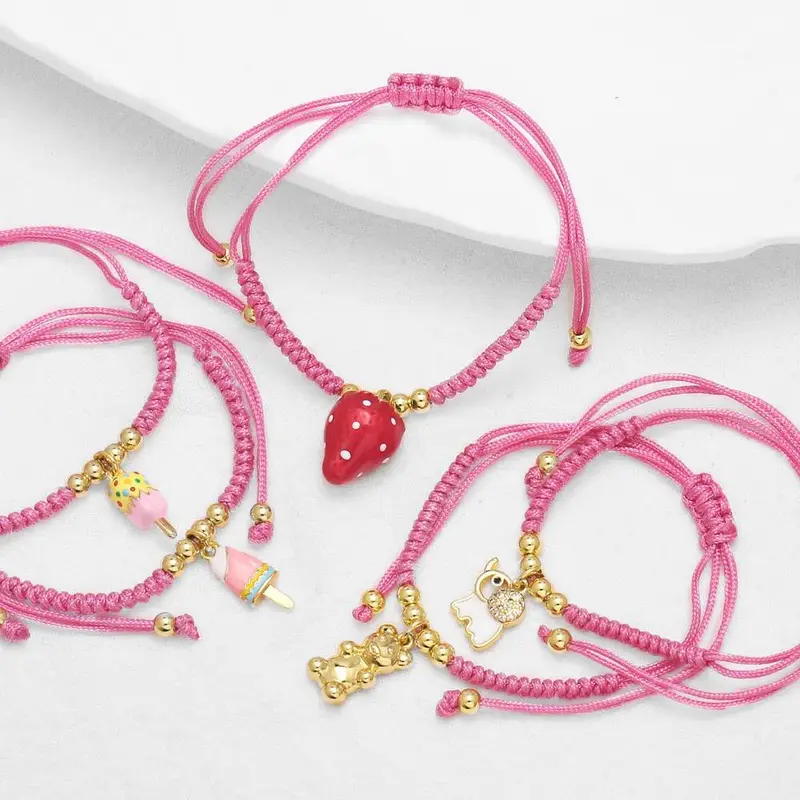 AS jewelry European and American new strawberry bear elephant bracelet female gold-plated adjustable hand rope brh82