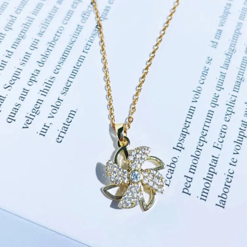 Live streaming accessories hot style rotatable windmill necklace female niche clavicle chain pendant
