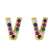 New European and American fashion 26 letters earrings original personality inlaid with colored zircon letter earrings erw62