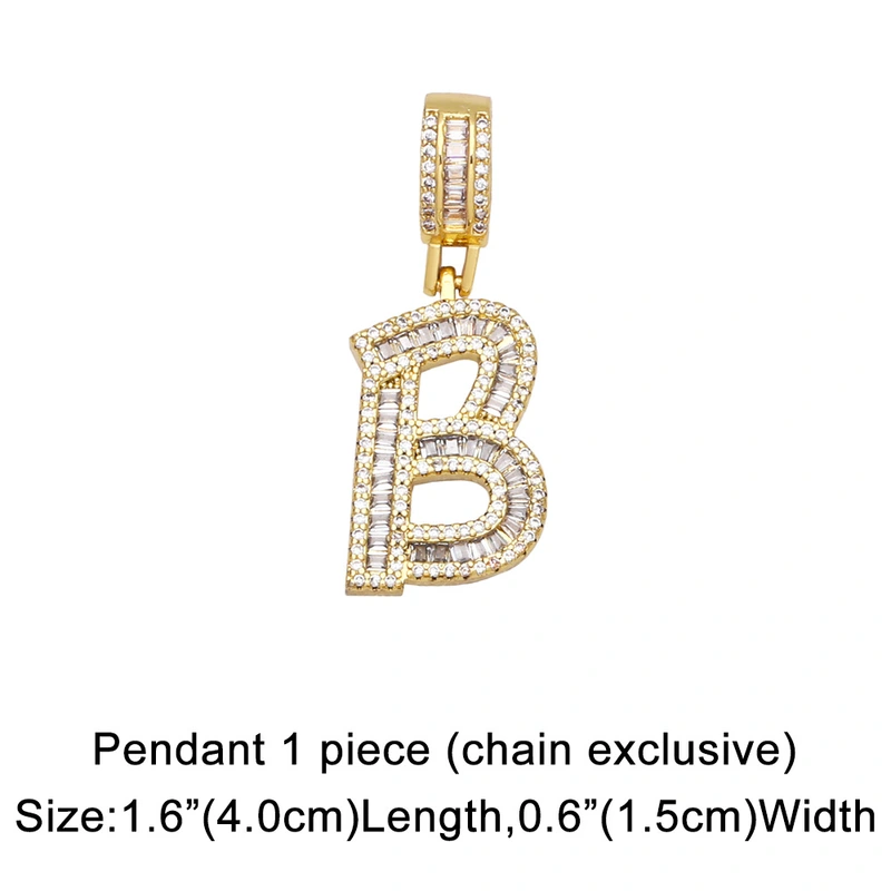 Hot selling zircon English letter necklace European and American fashion hip hop men and women 26 letter necklace nkb174