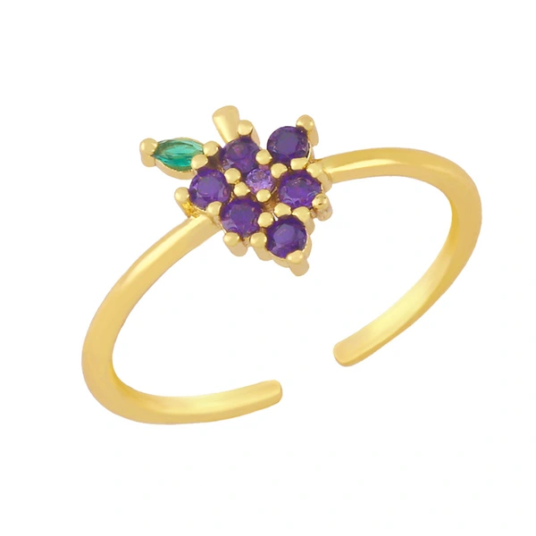 European and American jewelry clearance INS cute colored zirconium cherry strawberry watermelon grape fruit ring fun hand jewelry rim22