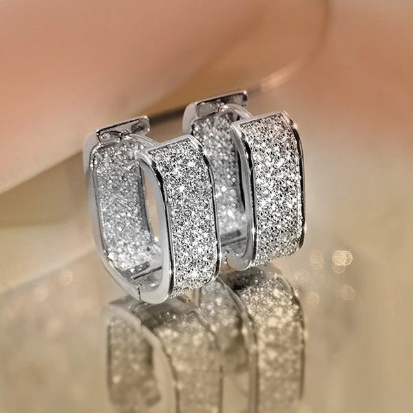 European and American light luxury micro-inlaid zircon earrings young ladies fashion earrings jewelry hot selling hot items