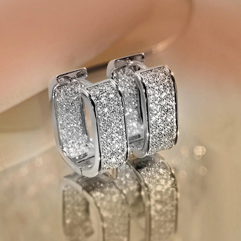 European and American light luxury micro-inlaid zircon earrings young ladies fashion earrings jewelry hot selling hot items