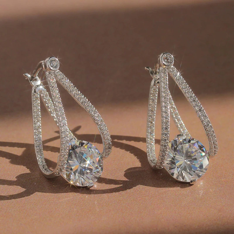 New style temperament earrings French Qixi fashion zircon earrings light luxury women's jewelry batch