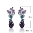New oval purple zircon flower earrings for women European and American popular butterfly earrings for women
