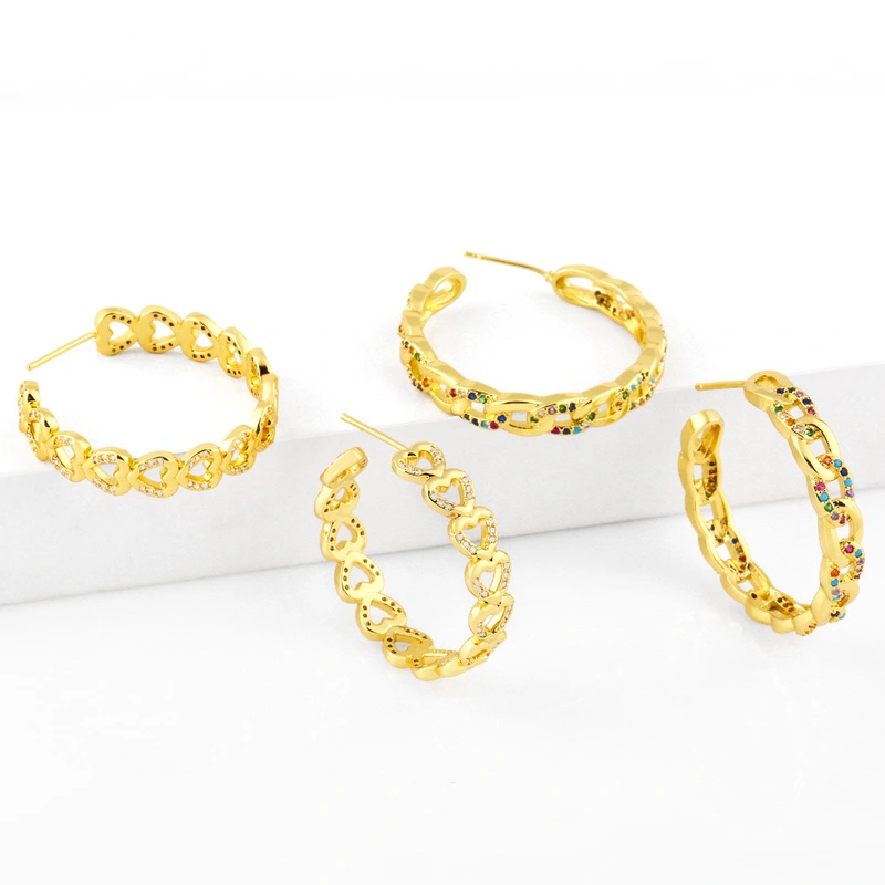 Clearance European and American earrings personality exaggerated large circle chain earrings street shot diamond earrings ery62