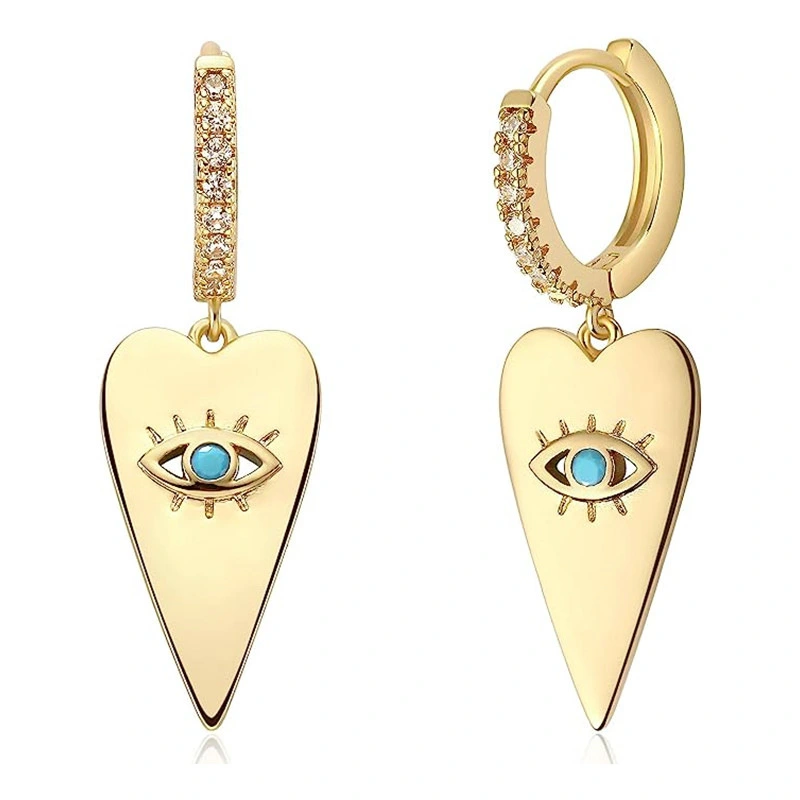 European and American fashion design earrings for women, heart-shaped eyes, mysterious earrings, micro-inlaid zircon earrings