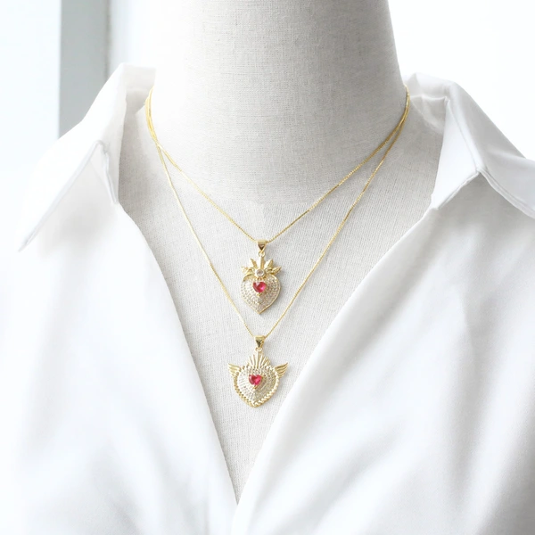 Jewelry European and American hot-selling full zircon gold-plated love heart necklace clavicle chain nkb695 necklace