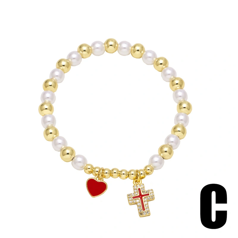 AS jewelry Europe and the United States hot selling pearl beads cross cherry fruit pendant gold-plated bracelet female brm82