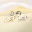  Star and moon earrings for students, female metal simple star and moon earrings, star and moon shining together, daily earrings