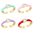 Clearance European and American new love heart zircon ring net celebrity niche design sense drop oil ring female rin18