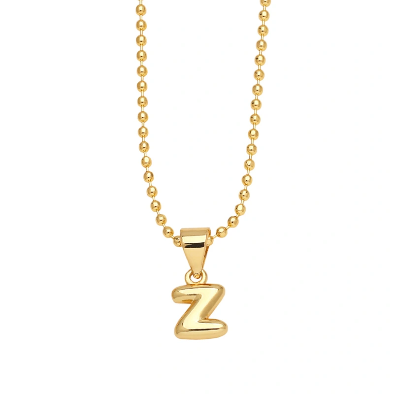 Hot sale 26 letters necklace female copper plated real gold polished letter pendant clavicle chain nkq67