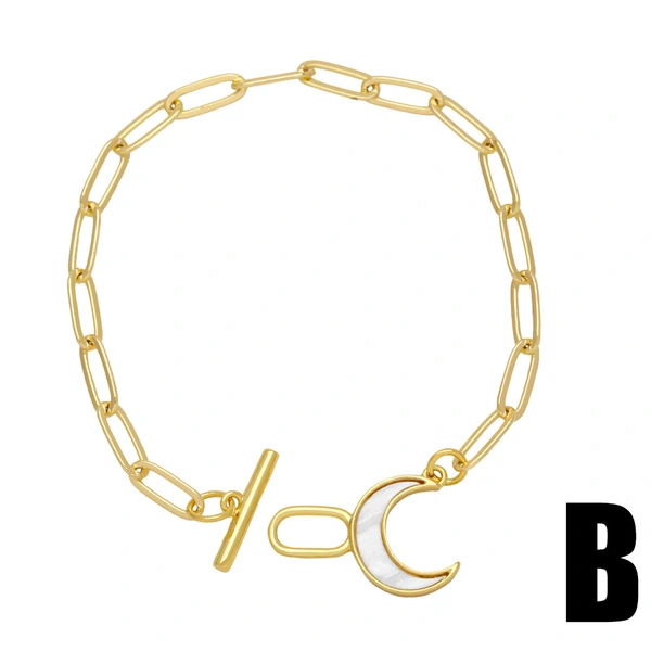 European and American jewelry fashion geometric OT buckle metal bracelet female trendy sweet cool thick chain bracelet brc52