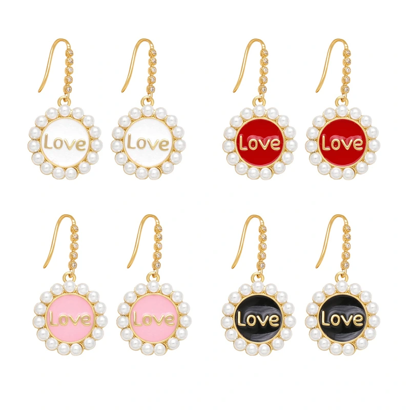 Clearance 2023 niche design personality micro-inlaid pearl Love earrings earrings versatile fashion earrings erq63
