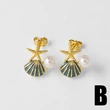 AS jewelry pearl oil drop shell earrings female copper plated real gold starfish earrings erz67