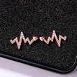 Creative electrocardiogram heartbeat earrings, new style inlaid zircon heartbeat earrings, simple and fashionable zircon lightning earrings