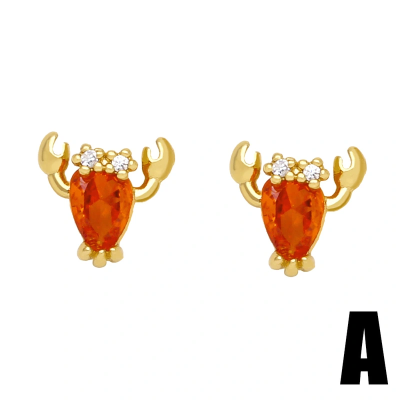 European and American Internet celebrity small ocean style earrings cute diamond seahorse crab lobster jellyfish earrings female erz72