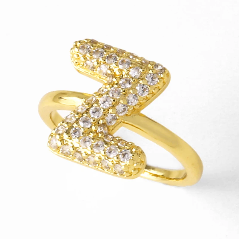 AS jewelry hot item inlaid with zircon 26 English letters open ring female rij23