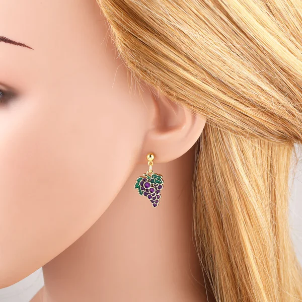 AS jewelry hot style oil dripping copper plated real gold fruit banana grape earrings female erv90