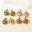 AS jewelry Europe and the United States hot selling colored zircon copper plated 18k gold love heart shaped earrings earrings earrings err22