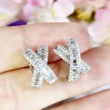 Light luxury style cross trapezoidal square diamond earrings sweet bow earrings for women casual versatile earrings wholesale
