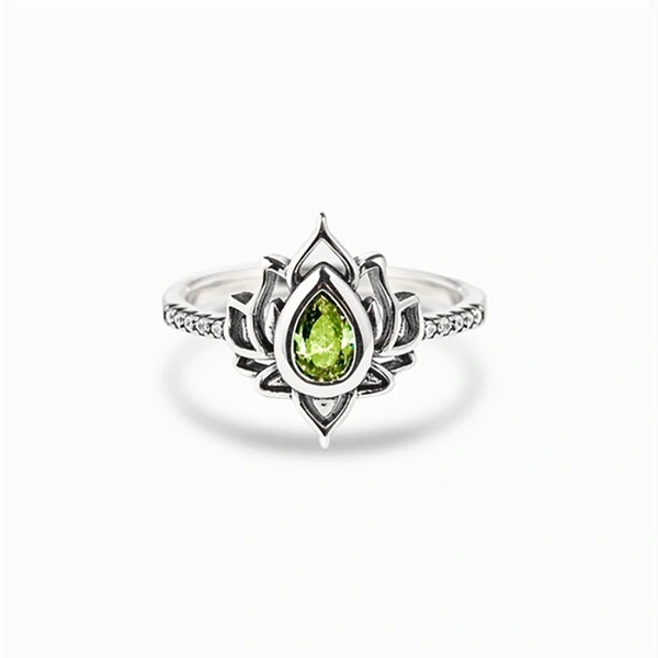 Old flame shaped lotus ring Chinese style ring retro wide face ring personality single ring