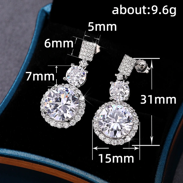 Domineering style temperament round super flash earrings French temperament Hong Kong style banquet light luxury earrings classic jewelry