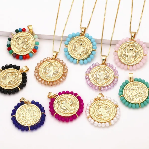 AS jewelry Our Lady pendant necklace female retro high-end gold-plated rice bead clavicle chain nkv59