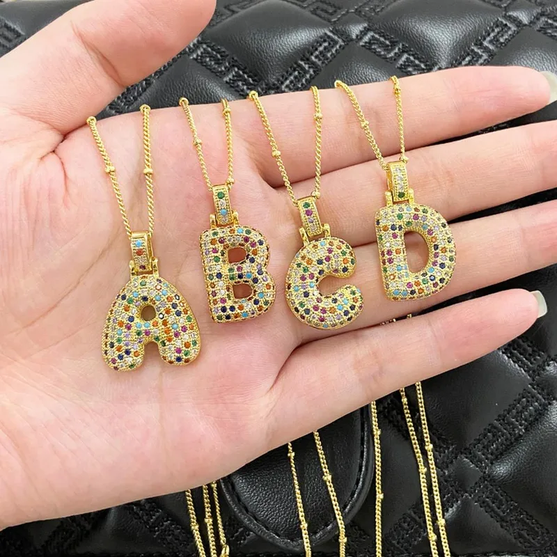 AS jewelry new color 26 English letters pendant necklace female inlaid zircon clavicle chain nkb031