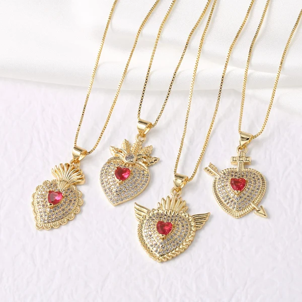 Jewelry European and American hot-selling full zircon gold-plated love heart necklace clavicle chain nkb695 necklace