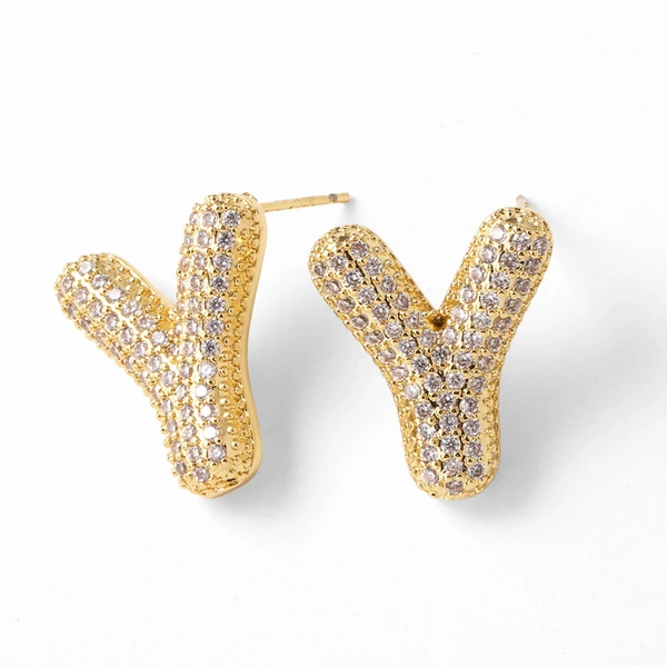 AS jewelry hot selling 26 English letters earrings gold-plated full zircon earrings female era009
