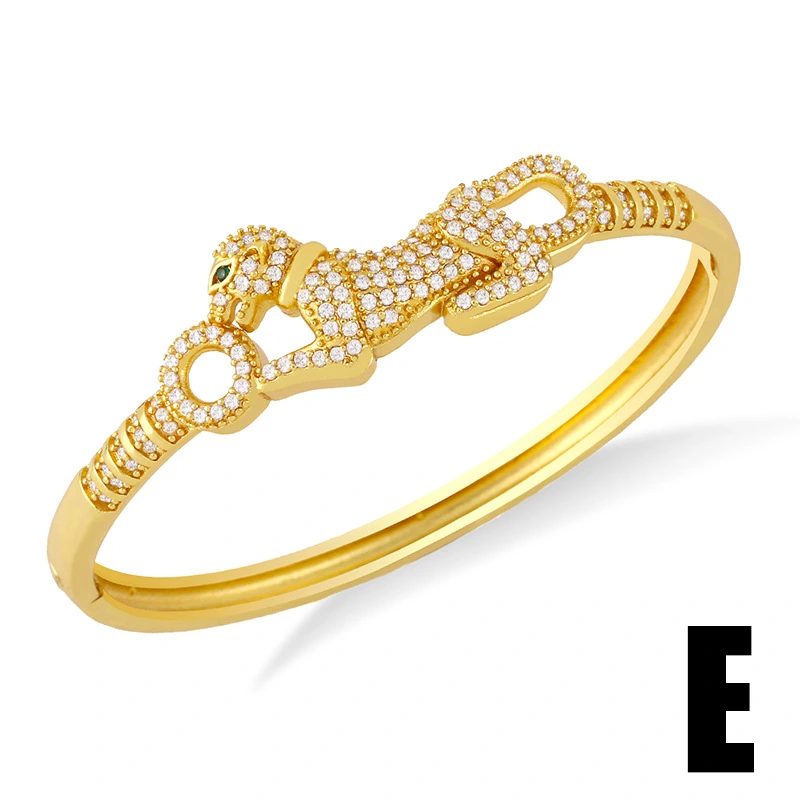 European and American fashion personality exaggerated leopard bracelet inlaid with zircon narrow plate starry sky nail open bracelet female brd22