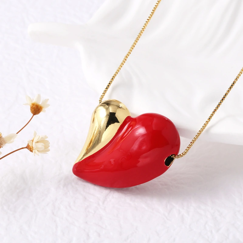 AS jewelry new European and American two-color oil drop love heart necklace clavicle chain nks39 necklace